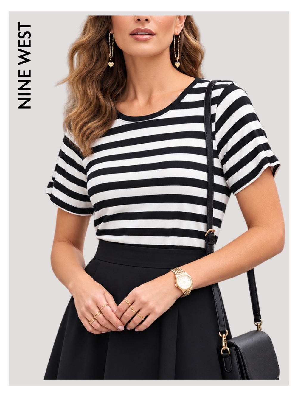♠️ Shirt • NWOT
Nine West • Women’s White & Black Striped Puffed SleevesTee